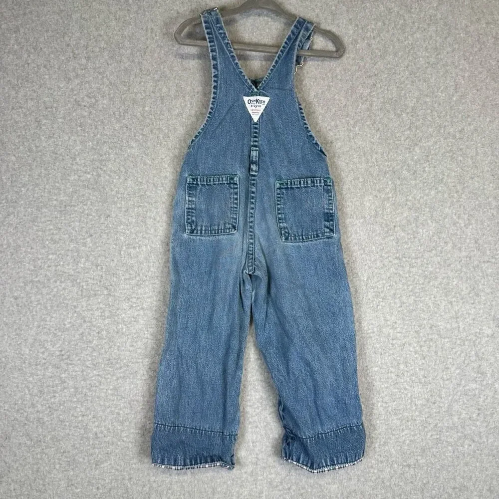 VTG OshKosh B'Gosh Blue Overalls USA Size 3T Unisex Great Circle Route Patch